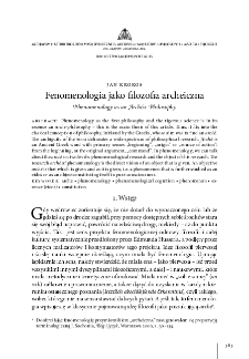 Fenomenologia jako filozofia archeiczna