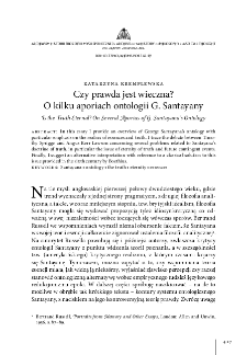Czy prawda jest wieczna? O kilku aporiach ontologii G. Santayany