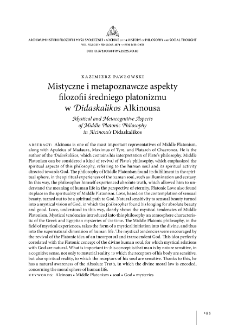 Mystical and Metacognitive Aspects of Middle Platonic Philosophy in Alcinous&rsquo;s Didaskalikos
