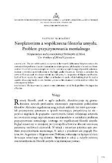 Neoplatonism and Contemporary Philosophy of Mind. The Problem of Mental Causation