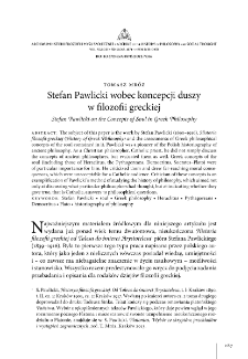 Stefan Pawlicki on the Concepts of Soul in Greek Philosophy