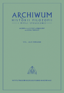Archiwum Historii Filozofii i Myśli Społecznej. Vol. 66-67/2021-2022. Spis treści