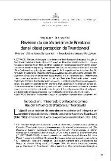 R&eacute;vision du cart&eacute;sianisme de Brentano dans "Id&eacute;e et perception" de Twardowski = Revision of Brentano's Cartesianism in Twardowski's "Idea and Perception"