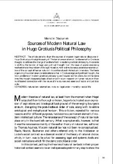 Sources of Modern Natural Law in Hugo Grotius&rsquo;s Political Philosophy