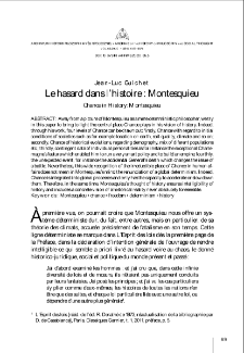 Le hasard dans l&rsquo;histoire: Montesquieu = Chance in History: Montesquieu