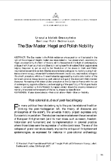 The Slav Master. Hegel and Polish Nobility