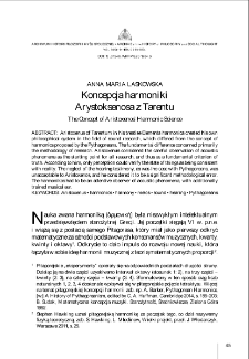 Koncepcja harmoniki Arystoksenosa z Tarentu = The Concept of Aristoxenos' Harmonic Science