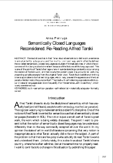 Semantically Closed Languages Reconsidered. Re-Reading Alfred Tarski