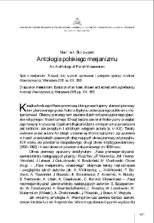 Antologia polskiego mesjanizmu (Sp&oacute;r o mesjanizm. Rozw&oacute;j idei, wybrał, opracował i wstępem oparzył Andrzej Wawrzynowicz, Warszawa 2015) = An Anthology of Polish Messianism (Dispute on messianism. Evolution of an Idea, chosen and edited with a preface by Andrzej Wawrzynowicz, Warszawa 2015)