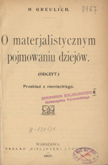 O materjalistycznym pojmowaniu dziejów : (odczyt)