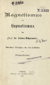 Magnetismus und hypnotismus