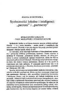 Społeczności lokalne i inteligenci: &bdquo;patroni&rdquo; i &bdquo;partnerzy&rdquo;