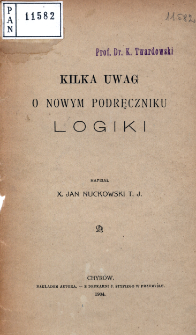 Kilka uwag o nowym podręczniku logiki