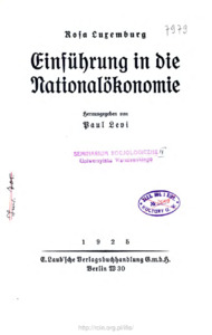 Einf&uuml;hrung in die National&ouml;konomie