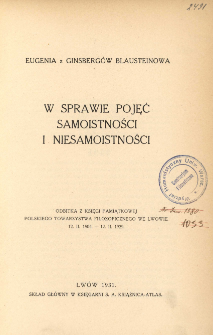 W sprawie pojęć samoistności i niesamoistności