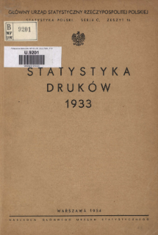 Statystyka Druków = Statistique des Imprimés 1933