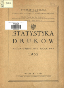 Statystyka Druków = Statistique des Imprimés 1932