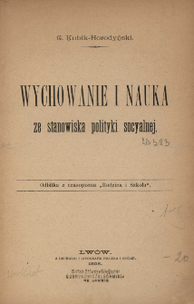 Wychowanie i nauka ze stanowiska polityki socyalnej