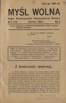 Myśl Wolna : organ Stow. Wolnomyślicieli Polskich, R. 2, Nr 6