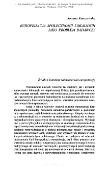 Europeizacja społeczności lokalnych jako problem badawczy