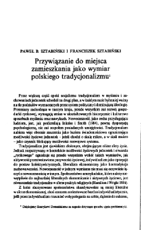 Przywiązanie do miejsca zamieszkania jako wymiar polskiego tradycjonalizmu