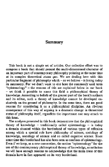 Pogranicza epistemologii. Summary