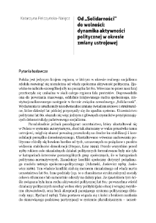 Od &bdquo;Solidarności&rdquo; do wolności: dynamika aktywności politycznej w okresie zmiany ustrojowej