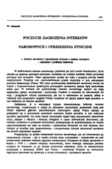 Poczucie zagrożenia interes&oacute;w narodowych i uprzedzenia etniczne