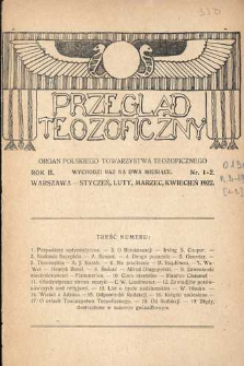 Przegląd Teozoficzny : organ Polskiego Towarzystwa Teozoficznego, R. 2, Nr 1-2