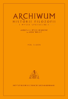 Archiwum Historii Filozofii i Myśli Społecznej Vol. 61/2016 = Archive of the History of Philosophy and Social Thought Vol. 61/2016