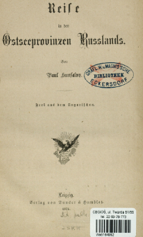 Reise in den Ostseeprovinzen Russlands