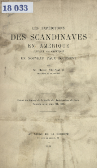 Les exp&eacute;ditions des Scandinaves en Am&eacute;rique devant la critique : un nouveau faux document