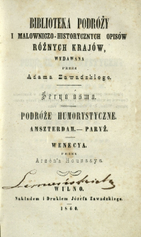 Podr&oacute;że humorystyczne : Amszterdam, Paryż, Wenecya