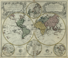 Planiglobii Terrestris Mappa Universalis Utrumq[ue] Hemisph&aelig;rium Orient. et Occidentale repr&aelig;sentans = Mappe-Monde qui represente les deux Hemispheres savoir celui de l'Orient et celui de l'Occident [...]