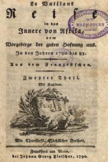 Le Vaillant Reise in das Innere von Afrika, vom Vorgebirge der guten Hofnung aus : in den Jahren 1780 bis 85. T. 2