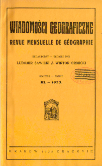 Wiadomości Geograficzne R. 3 (1925), Spis treści