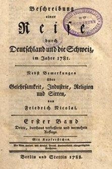 Beschreibung einer Reise durch Deutschland und die Schweiz, im Jahre 1781 : Nebst Bemerkungen &uuml;ber Gelehrsamkeit, Industrie, Religion und Sitten. Bd. 1