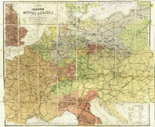 Karte der Eisenbahnen Mittel Europa's : Mit Angabe s&auml;mtlicher Bahnstationen Hauptpost -u. Dampfschiff-Verbindungen