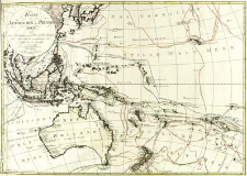 Karte von Australien oder Polynesien nach den Zeichnungen, Reisebeschreibungen und Tageb&uuml;cher der vorz&uuml;glichsten Seefahrer bis 1789 entworffen im Jahr 1792 [Wersja kolorowana]