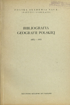 Bibliografia Geografii Polskiej 1952-1953