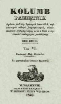 Kolumb : pamiętnik opisom podr&oacute;ży lądowych i morskich, najnowszych odkryć jeograficznych, ... R. 2, t. 6, nr 31-36
