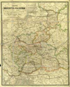 Mappa Kr&oacute;lestwa Polskiego z oznaczeniem odległości na drogach żelaznych, bitych i zwyczajnych