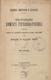 Sprawozdanie Komisji Fizjograficznej T. 15 (1880)