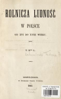 Rolnicza ludność w Polsce od XVI do XVIII wieku