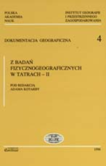 Z badań fizycznogeograficznych w Tatrach. 2