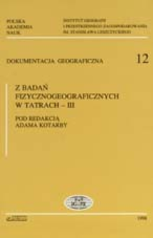 Z badań fizycznogeograficznych w Tatrach. 3