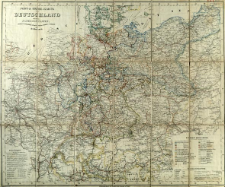 Post - & Reise Karte von Deutschland und der Nachbarstaaten nach F. Handtke's Post-u. Reise-Karte
