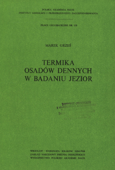 Termika osad&oacute;w dennych w badaniu jezior = Issledovani&acirc; termiki donnyh (ozernyh otloženij) = Thermics bottom deposits in lake exploration