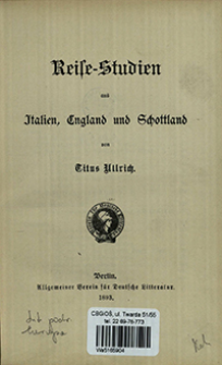 Reise-Studien aus Italien, England und Schottland