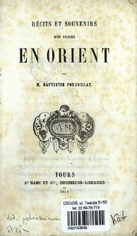 R&eacute;cits et souvenirs d'un voyage en Orient